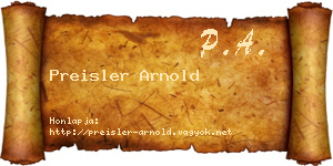 Preisler Arnold névjegykártya